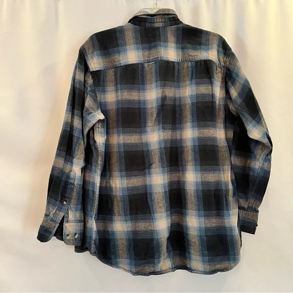 Hobbs Creek Blue Plaid Flannel Long Sleeve Button Down, Blue/Gray, Size L - Picture 2 of 3